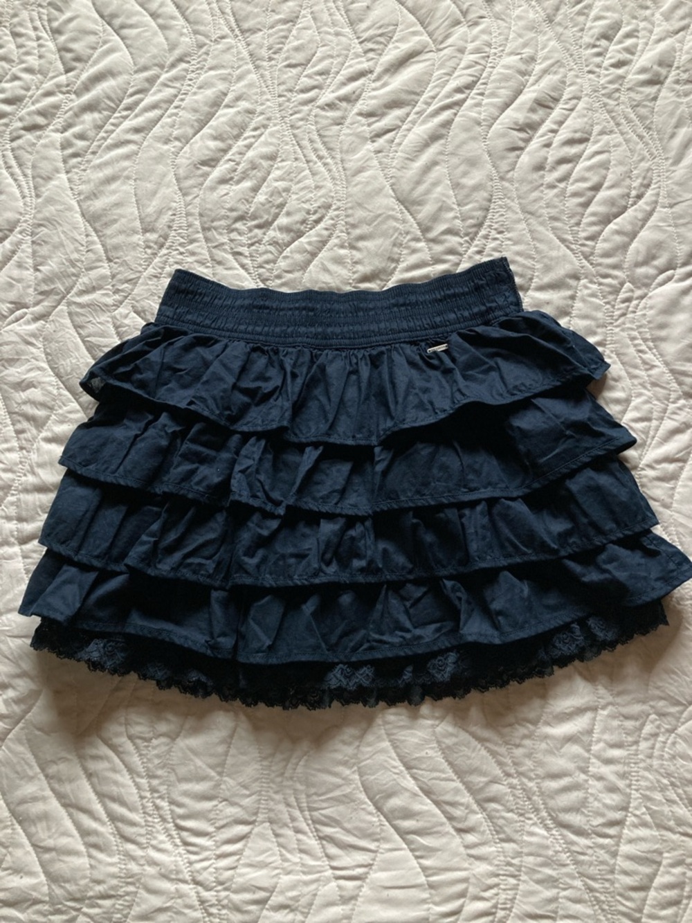 Hollister Navy Layered Ruffle Mini Skirt